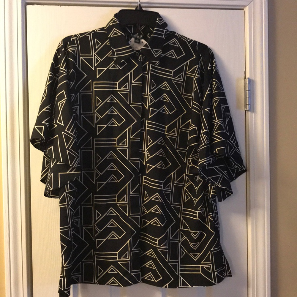 Black Abstract Print Top